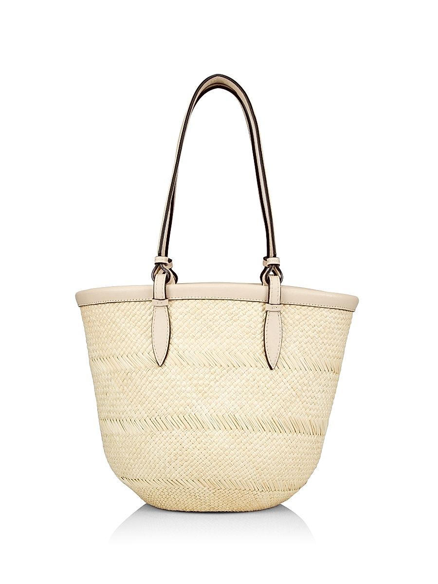 Women's Small Iraca Palm Handwoven Basket Bag - Natural Oyster