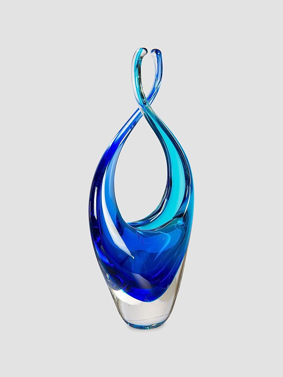 Azure Embrace Glass Sculpture - Blue