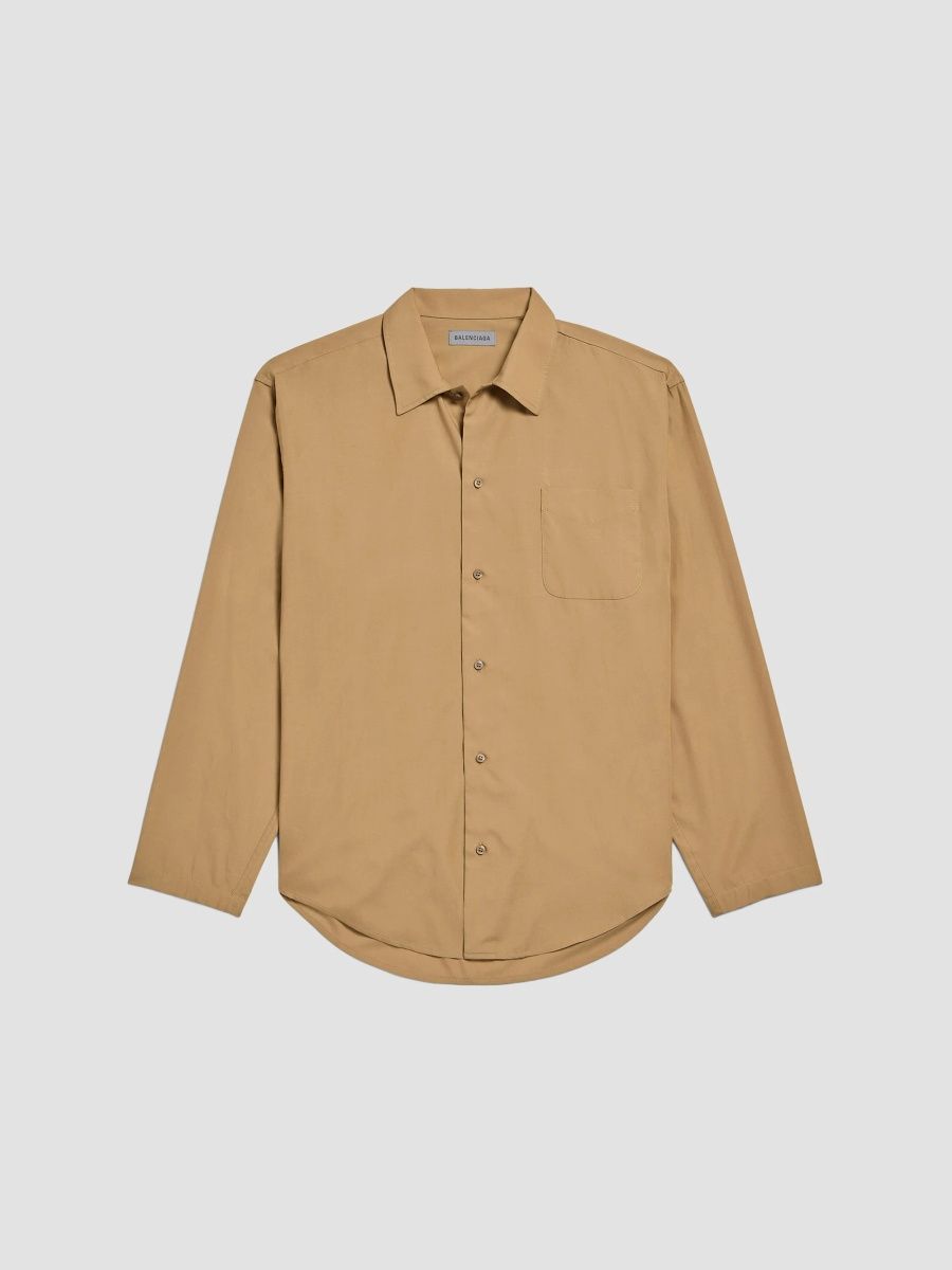 Balenciaga Men's Minimal Long Sleeve Shirt - Sand Beige - Size 34