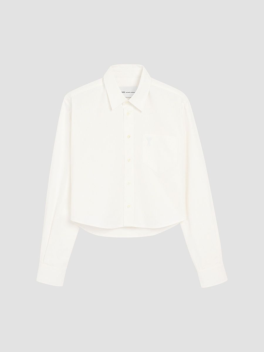 AMI Paris Women's Embossed Ami de Coeur Cotton Shirt - Natural White - Size 14