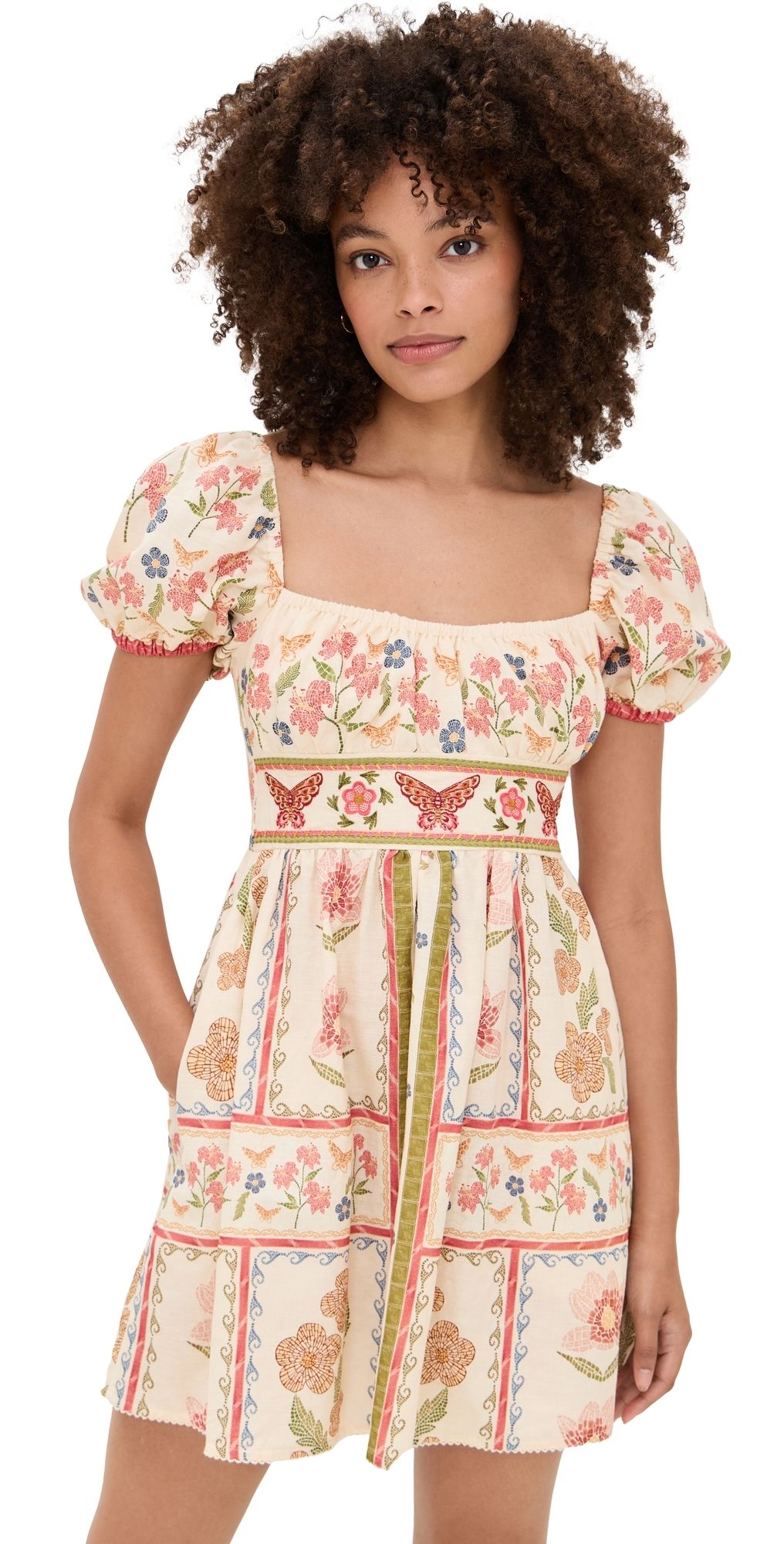 Agua Bendita Fiore Rosal Handmade Mini Dress Multicolor L