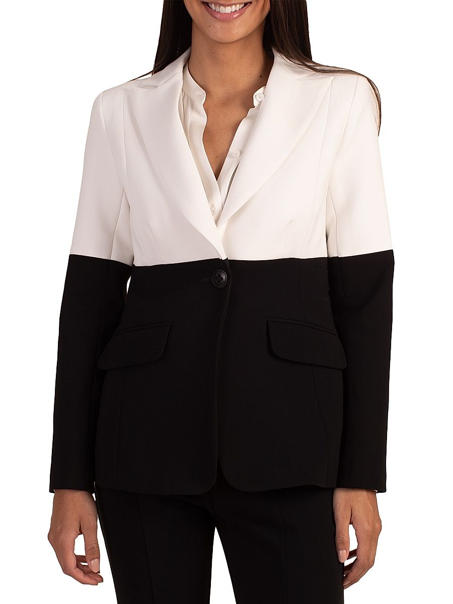 Women's Mira Two-Tone Peaked Blazer - Winter White Black - Size 8