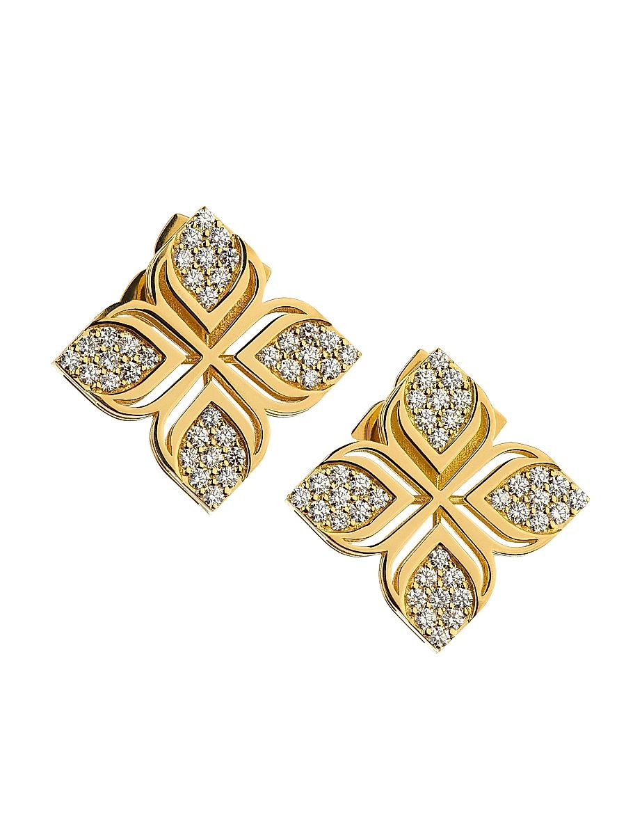 Women's Arabesque Flower 18K Yellow Gold & 0.68 TCW Diamond Earrings - Yellow Gold