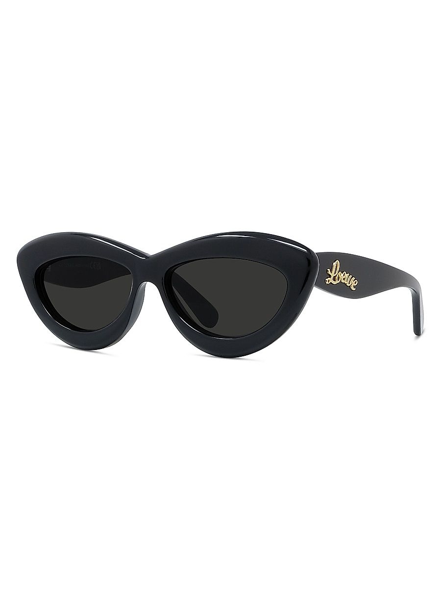 Men's 54MM Cat Eye Sunglasses - Shiny Black