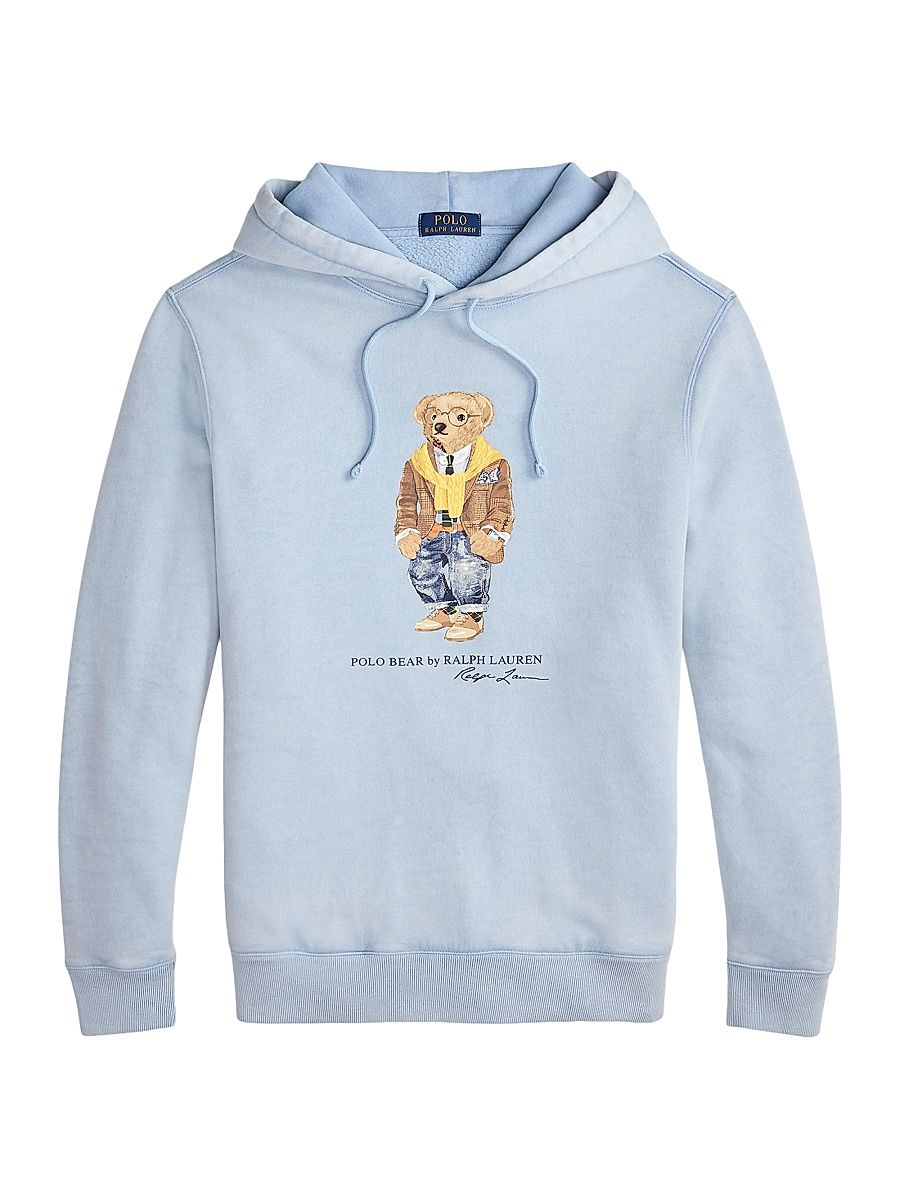 Men's Polo Bear Fleece Hoodie - Southport Blue Heritage Bear - Size XS
