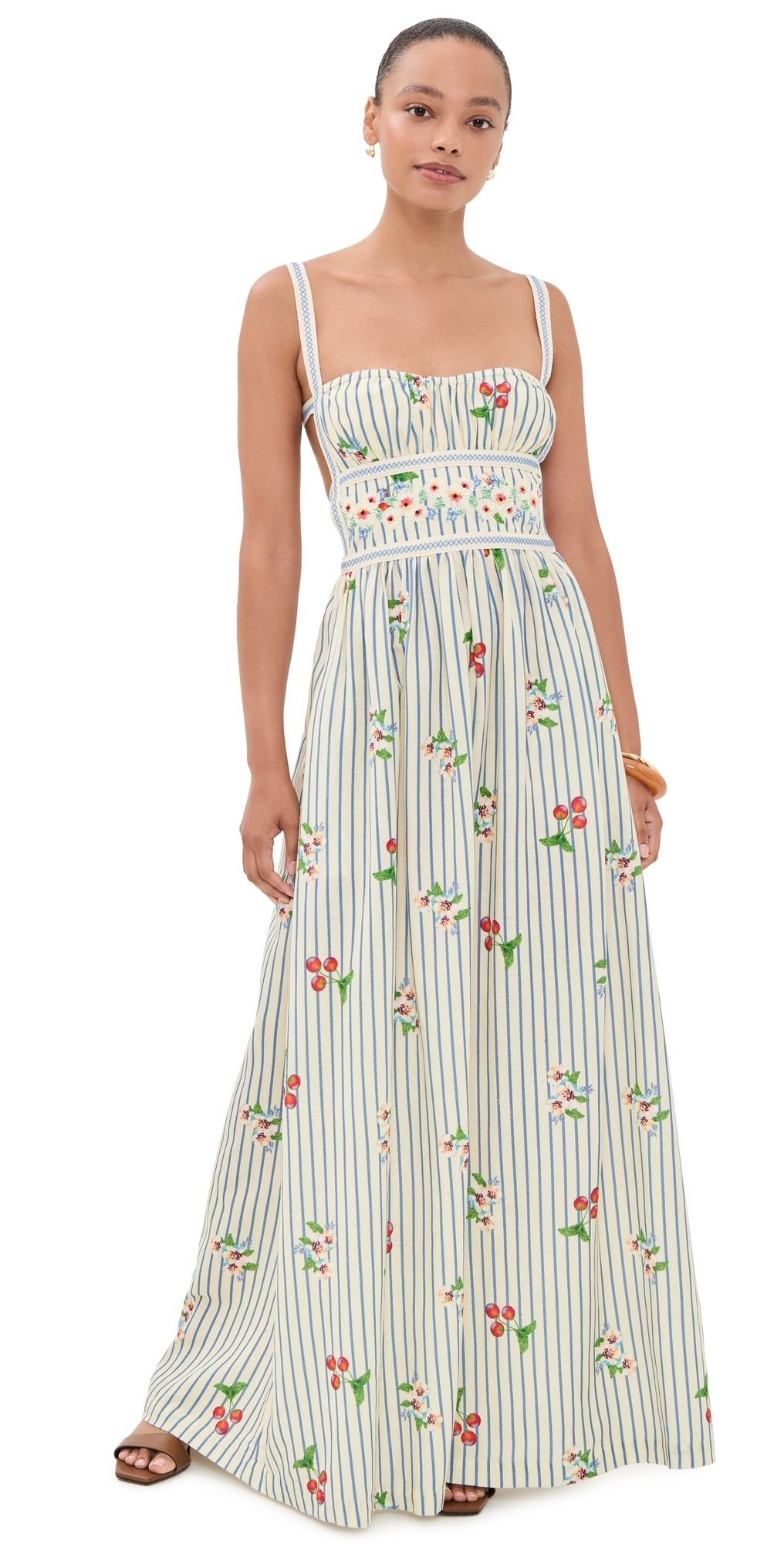 Agua Bendita Ameli Basket Embroidered Maxi Dress Multicolor L
