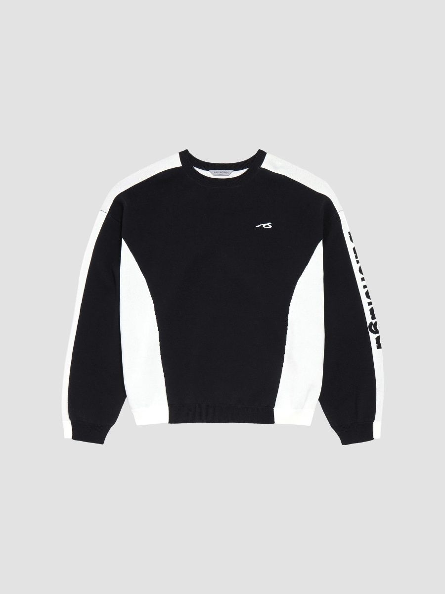 Balenciaga Men's Bodies Crewneck Sweater - Black Ivory - Size XL