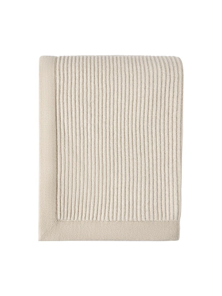 Cashmere Half English Rib Knit Throw - Dbd9d8
