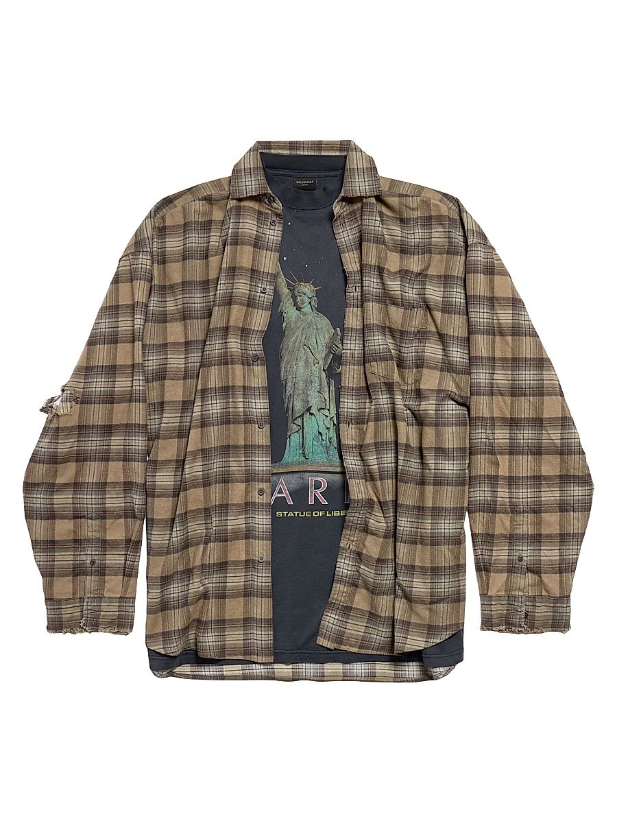 Women's Paris Liberty Layered Oversized Shirt - Beige - Size Small