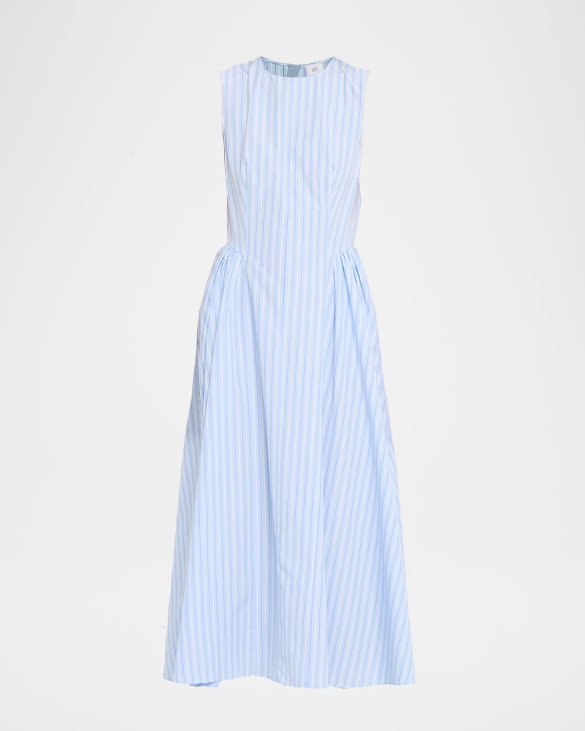 Aliena Striped Cotton Sleeveless Midi Dress