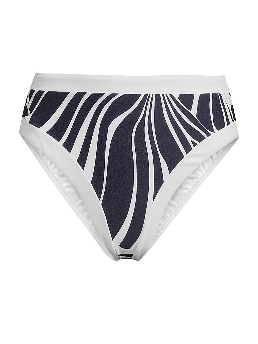 Women's Abstract Kai Print Bikini Bottom - Navy White - Size Large