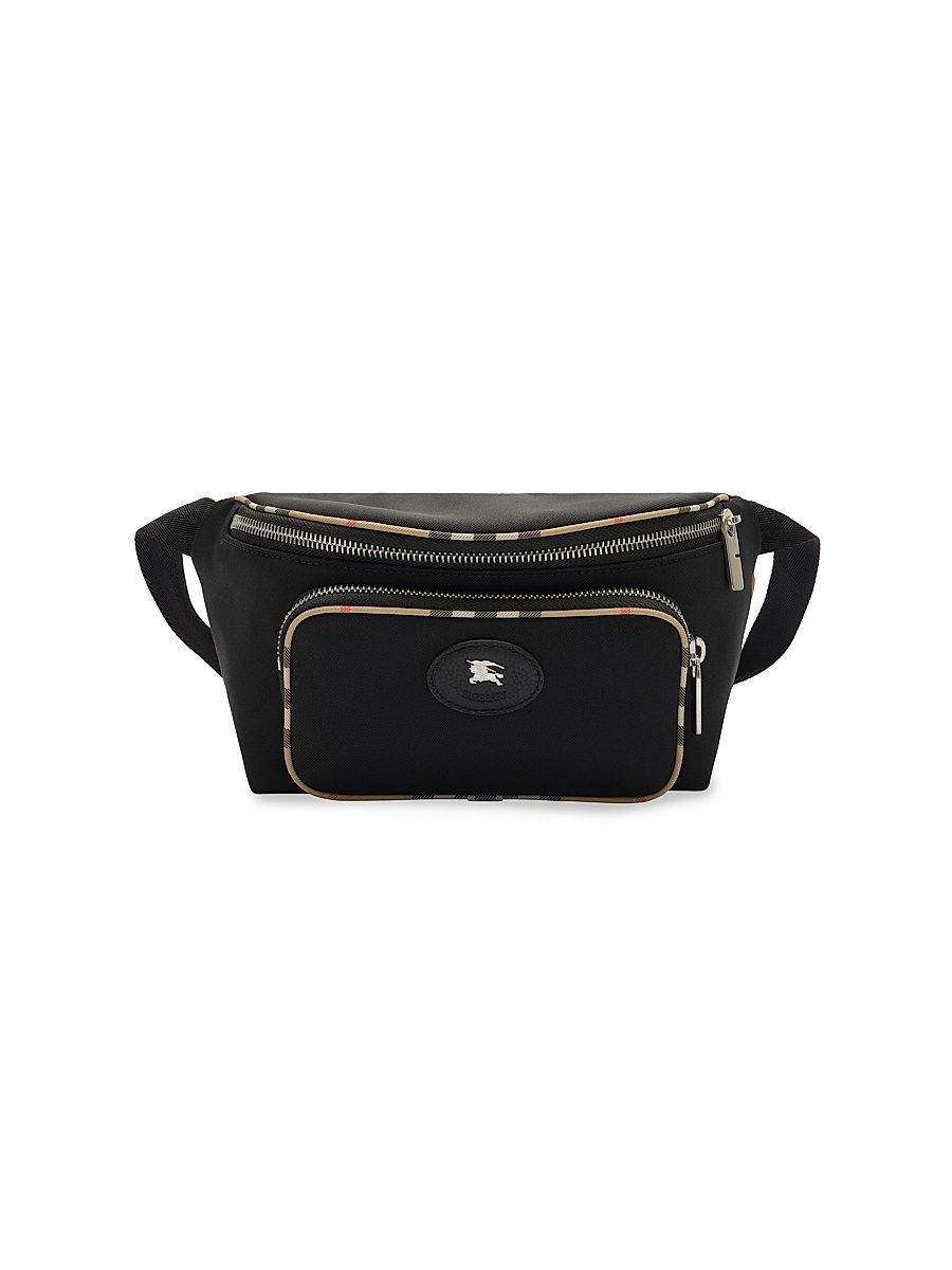 Men's EKD Stamp Check-Trim Belt Bag - Black
