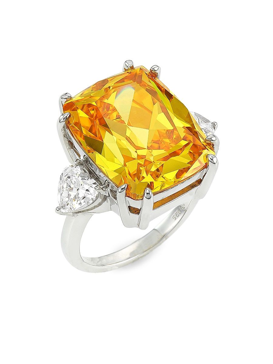 Women's Saffron Rhodium-Plated & Cubic Zirconia Ring - Sterling Silver - Size 7