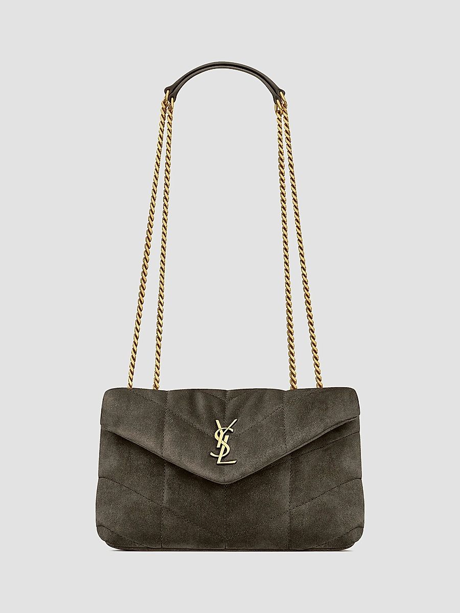 Saint Laurent Women's Puffer Toy Bag in Quilted Suede - Light Musk