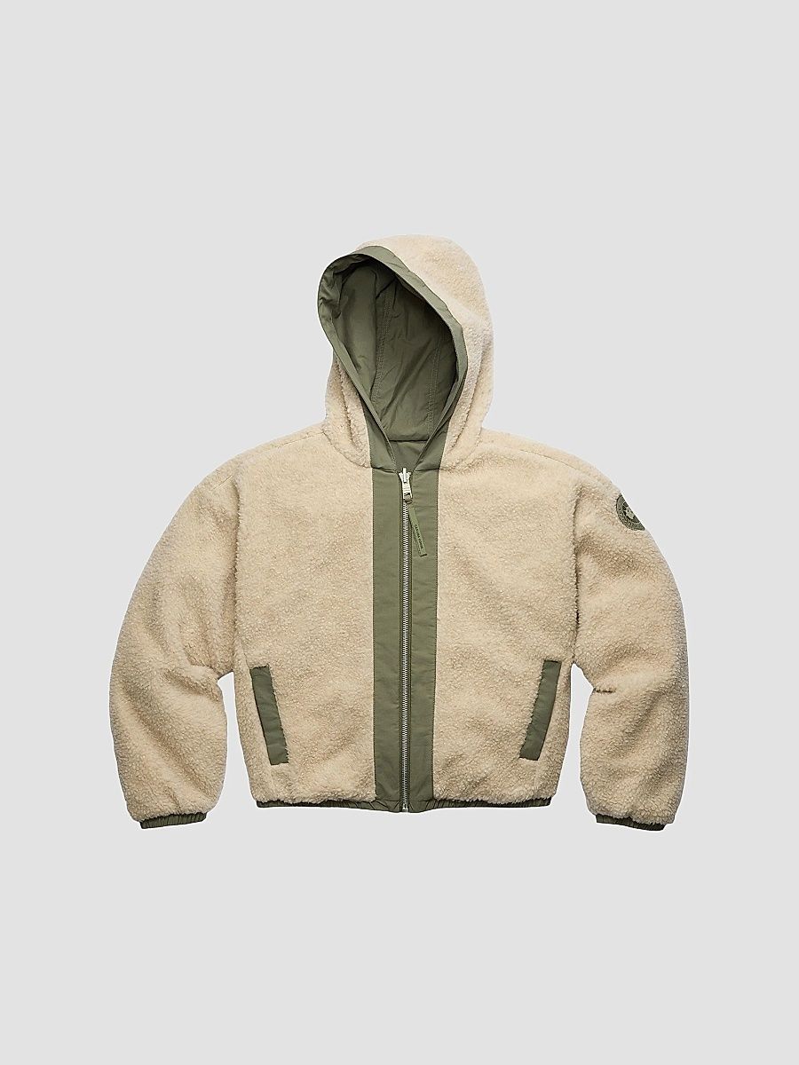 Canada Goose Women's Alberni Reversible Fleece Bomber Jacket - Light Tan Smokey Sage - Size XS