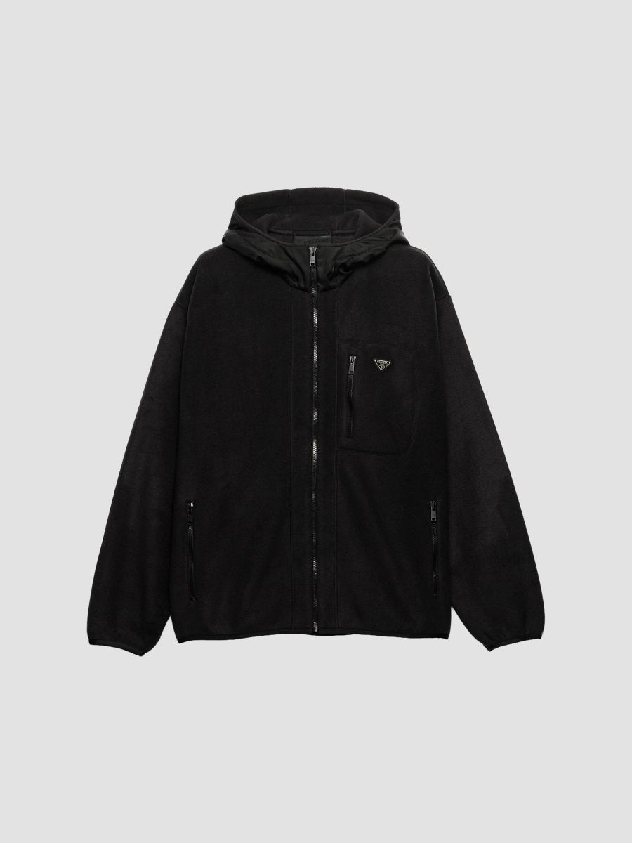 Prada Men's Fleece Blouson Jacket - Black - Size Large