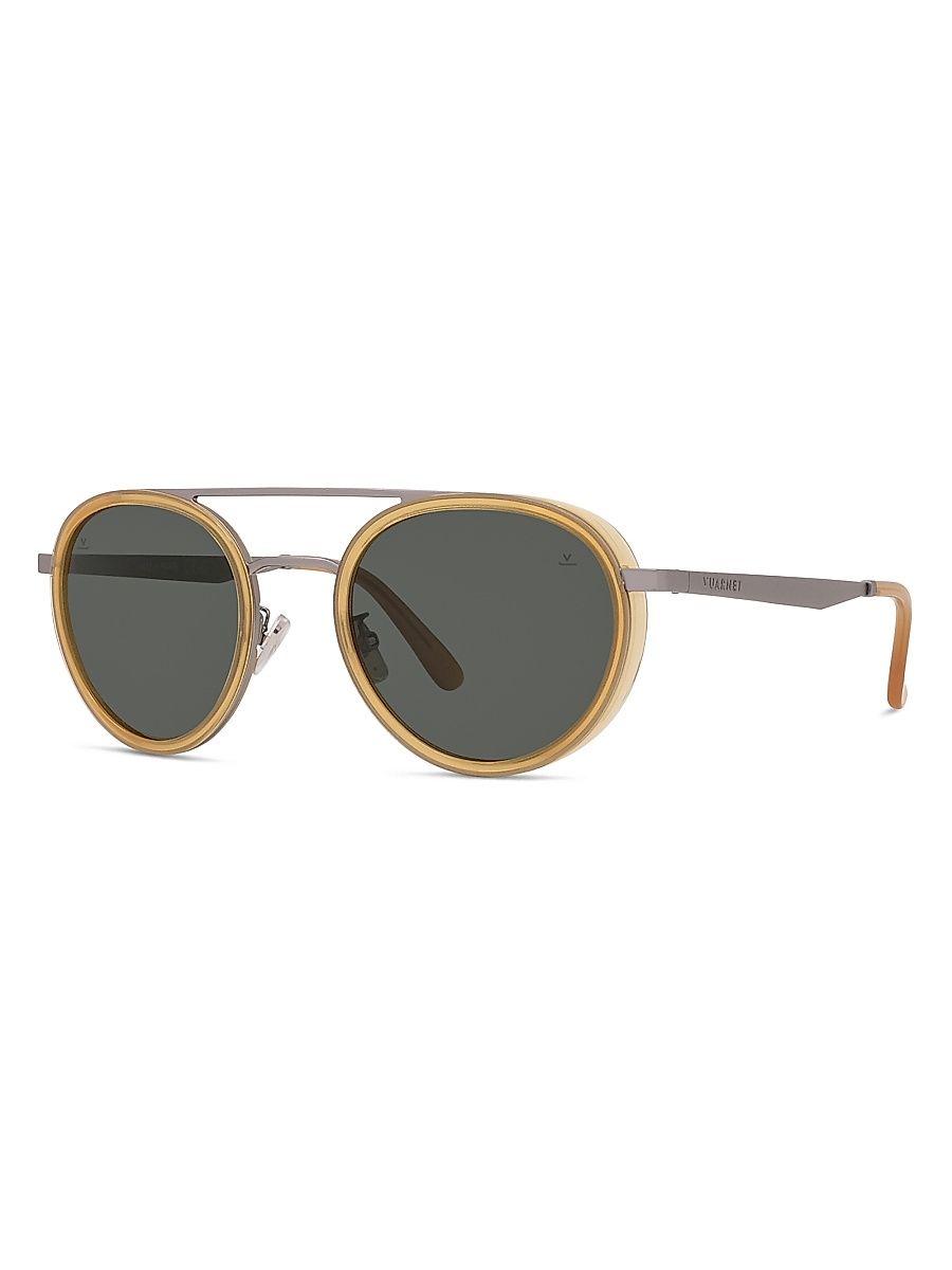 Vuarnet Men's Lifestyle 52MM Round Sunglasses - Shiny Light Brown