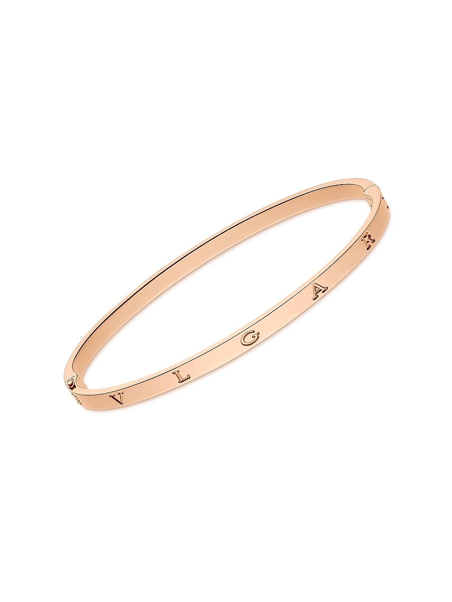 B. zero1 18K Rose Gold Logo Bangle Bracelet - Pink Gold - Size Small