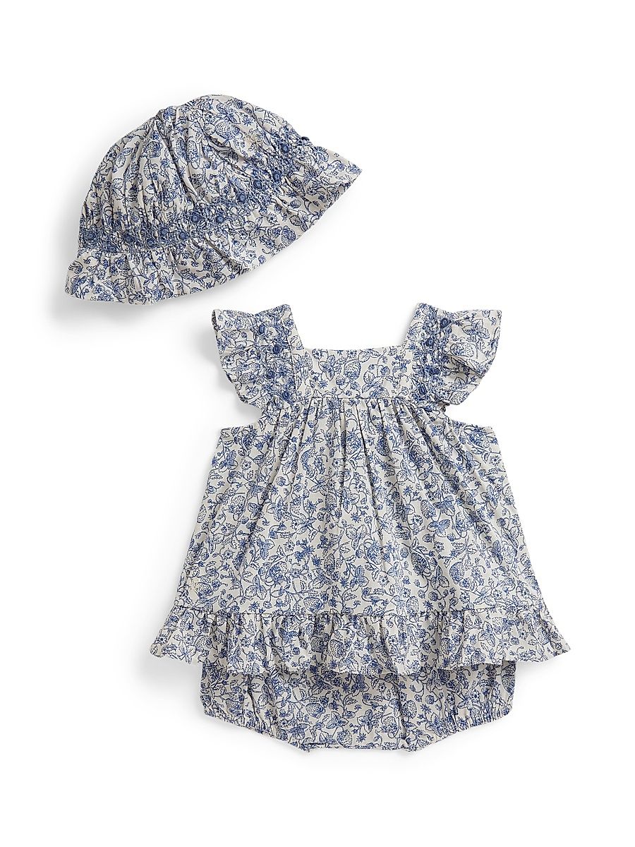 Baby Girl's 3-Piece Printed Hat, Dress & Bloomers Set - Strawberry Garden - Size 9 Months