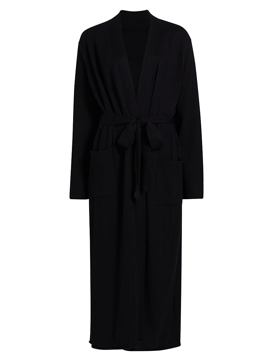 Women's Do Not Disturb Cotton-Cashmere Maxi Robe - Black - Size Large