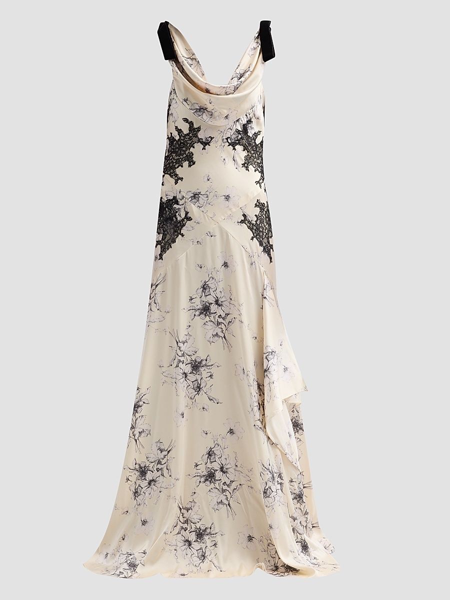 Women's Floral Antonella Slip Gown - Gardenia Black - Size 14
