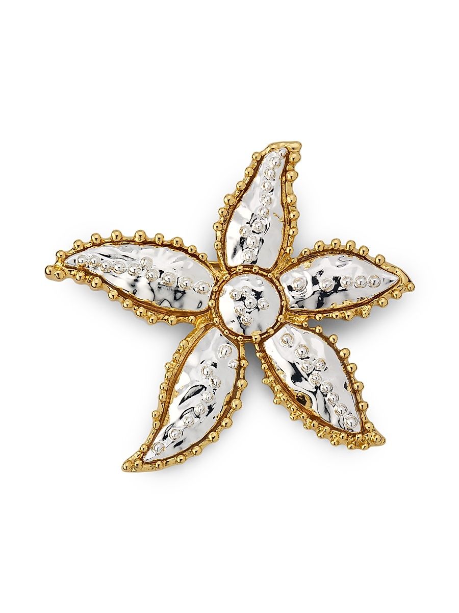 Women's Two-Tone Starfish Brooch - Silver Gold