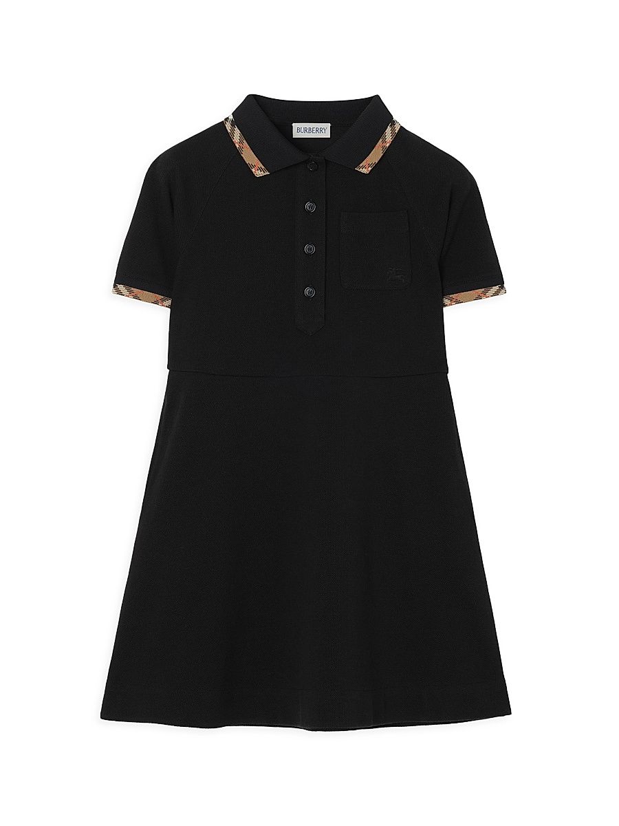 Little Girl's & Girl's Check-Trim Polo Shirtdress - Black - Size 8