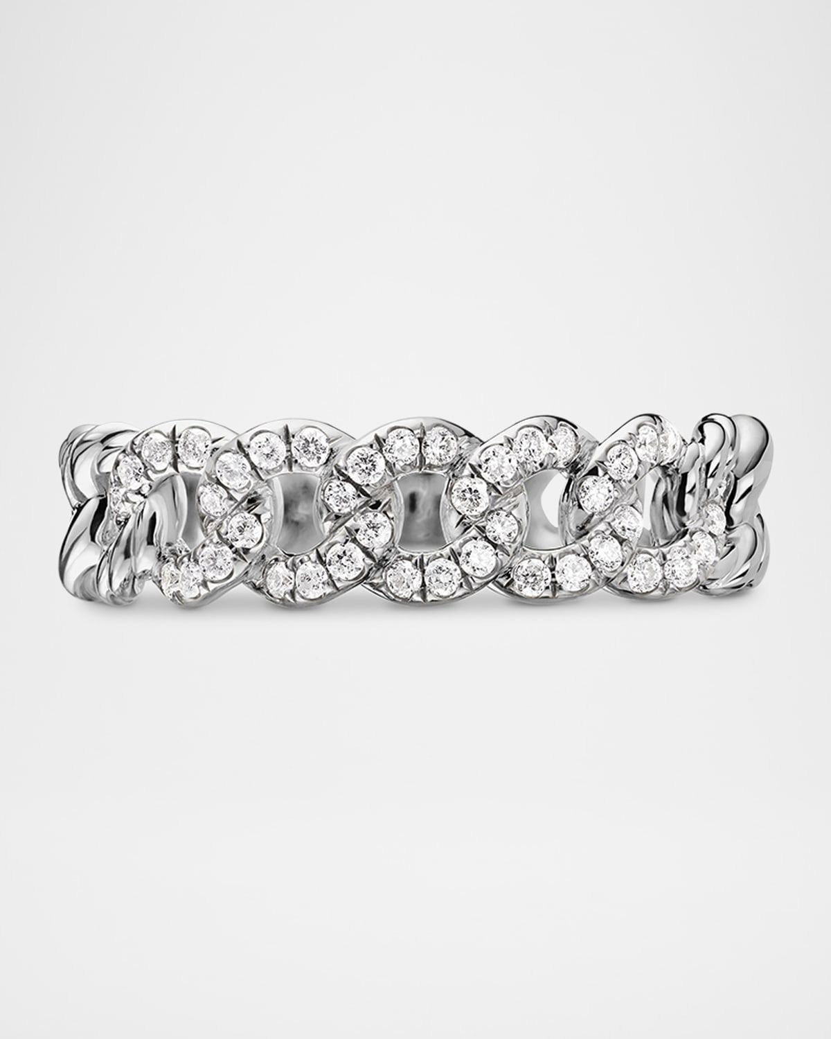 Belmont Curb Link Band Ring with Diamonds in Silver, 5mm