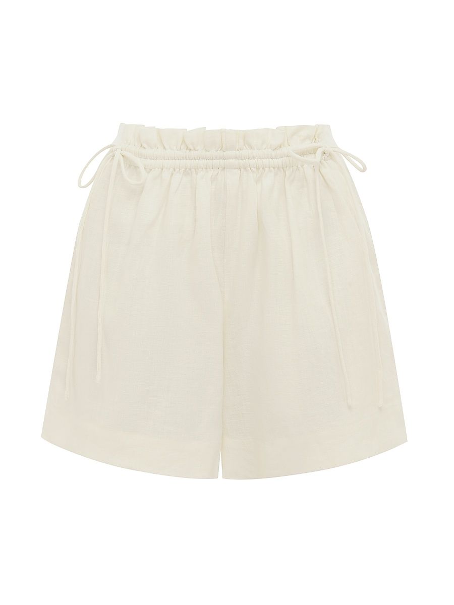 Women's Tapestry Weekend Linen Shorts - Gardenia - Size Large