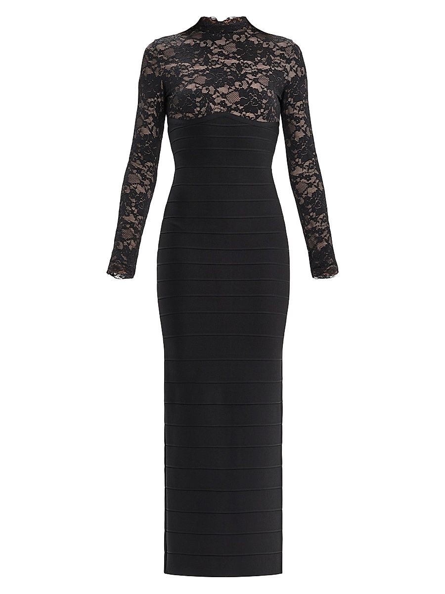 Women's The Maisie Lace & Jersey Gown - Black - Size XL
