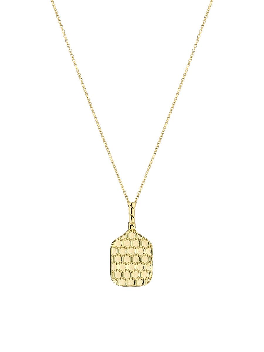 Women's Pickleball Racket 18K Yellow Gold Necklace - Yellow Gold