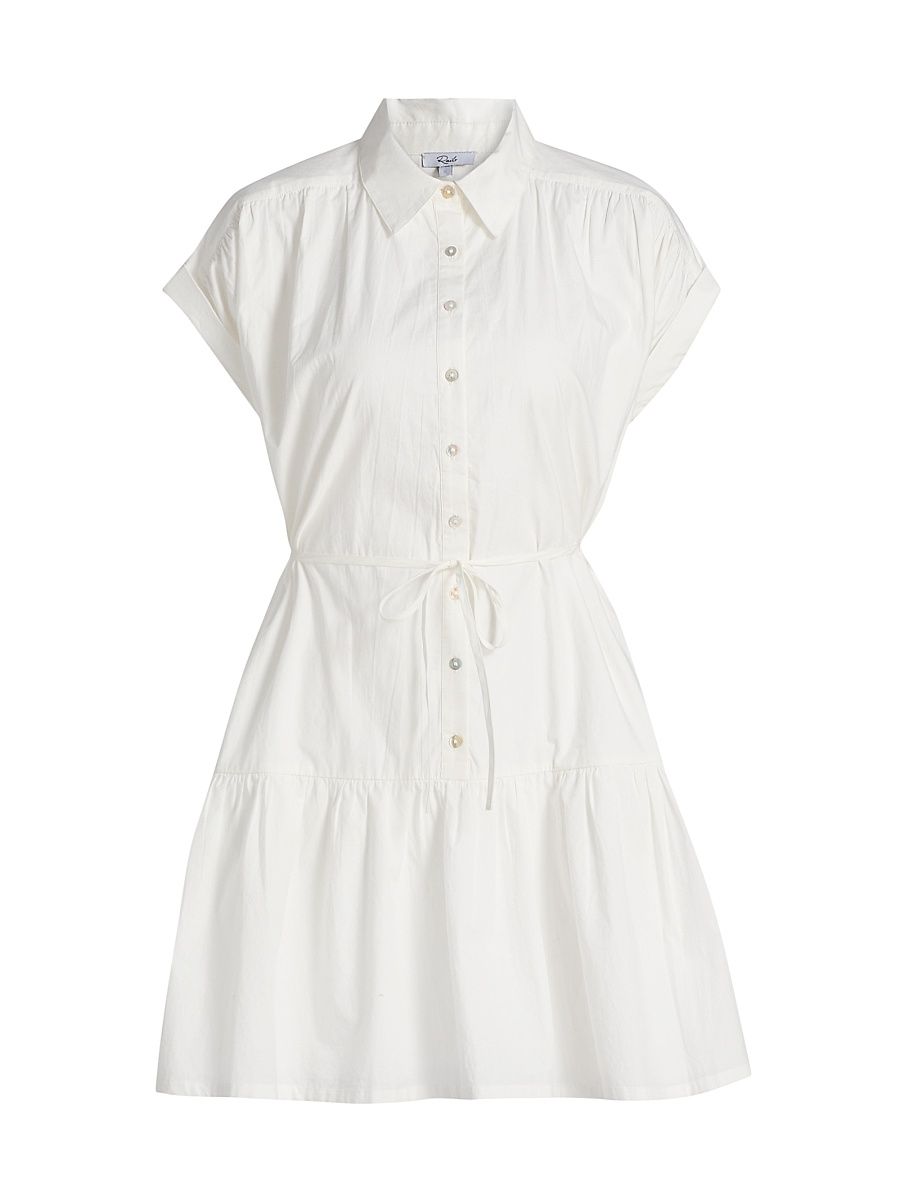 Women's Evaline Cotton Tie-Waist Minidress - White - Size XS