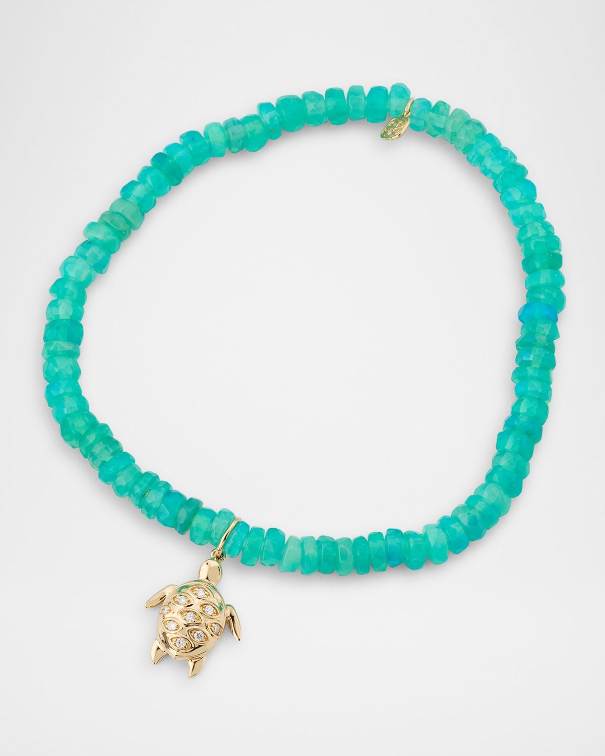 Turtle Marquise Eye Charm on Ethiopian Opal Beaded Bracelet