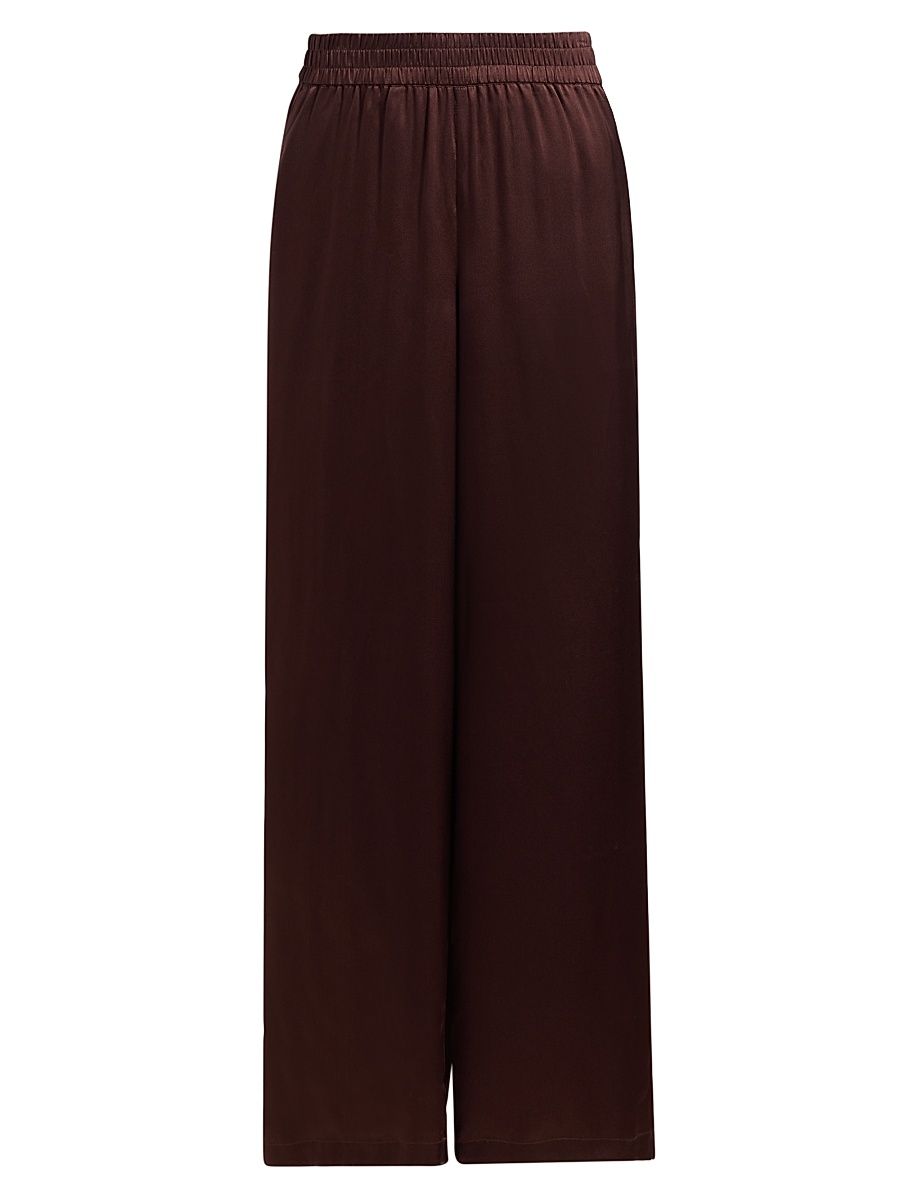 Women's Bleecker Silk Wide-Leg Pants - Chocolate - Size Large