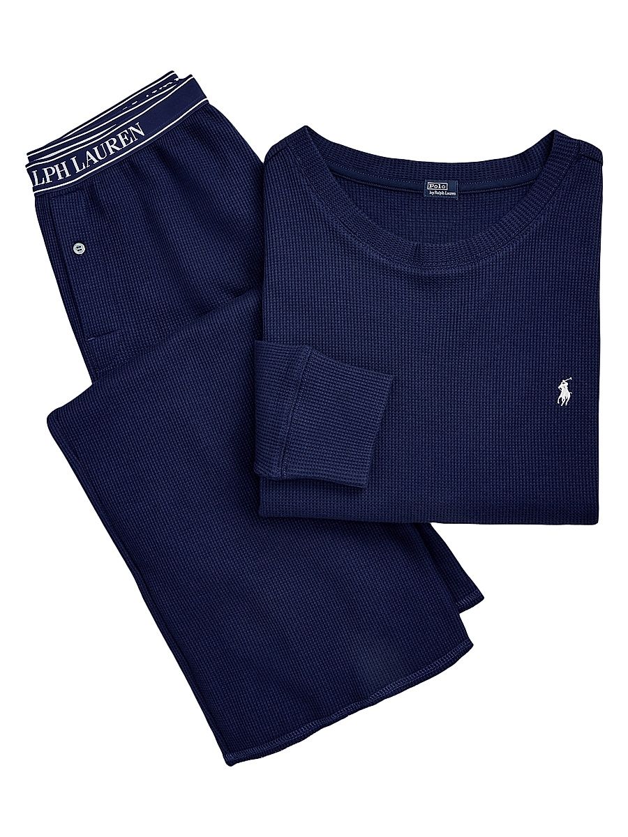 Women's Club Waffle Knit Pajamas - Navy - Size Medium