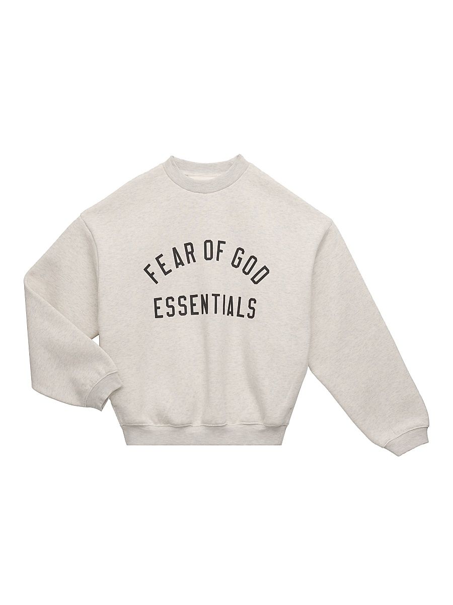Little Kid's & Kid's Logo Crewneck Sweatshirt - Oatmeal Heather - Size 12