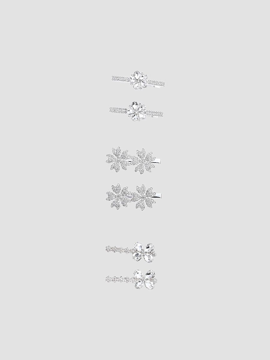 Girl's Crystal Glimmer Hair Clip Set - Silver