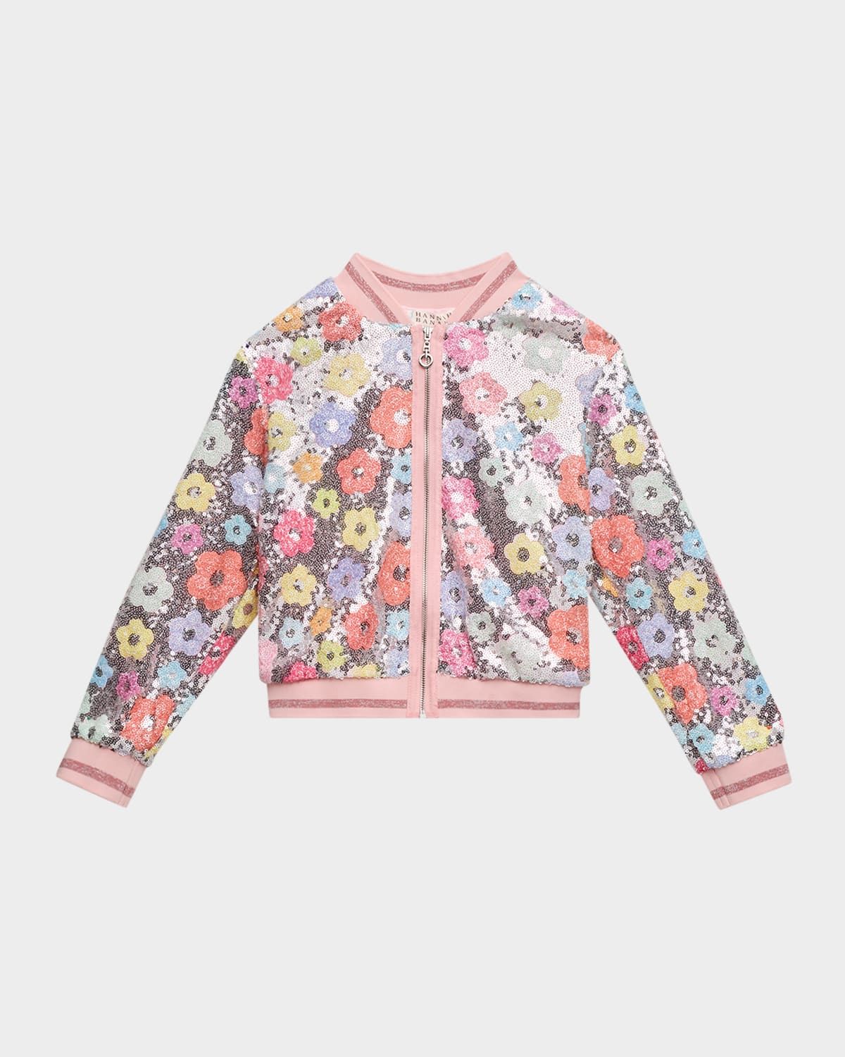 Girl & apos;s Glitter Flower Bomber Jacket, Size 4-14