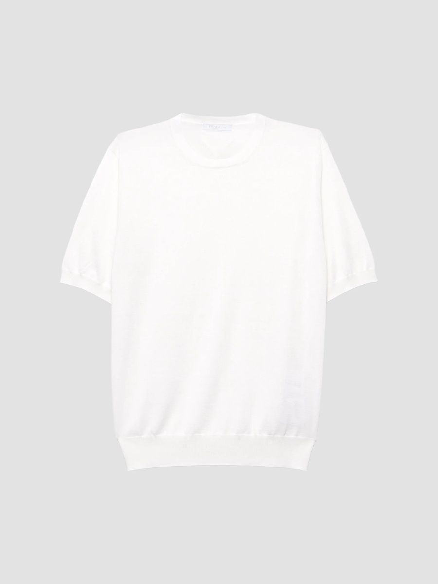 Prada Men's Silk and Cotton Crew-Neck Sweater - White - Size 44