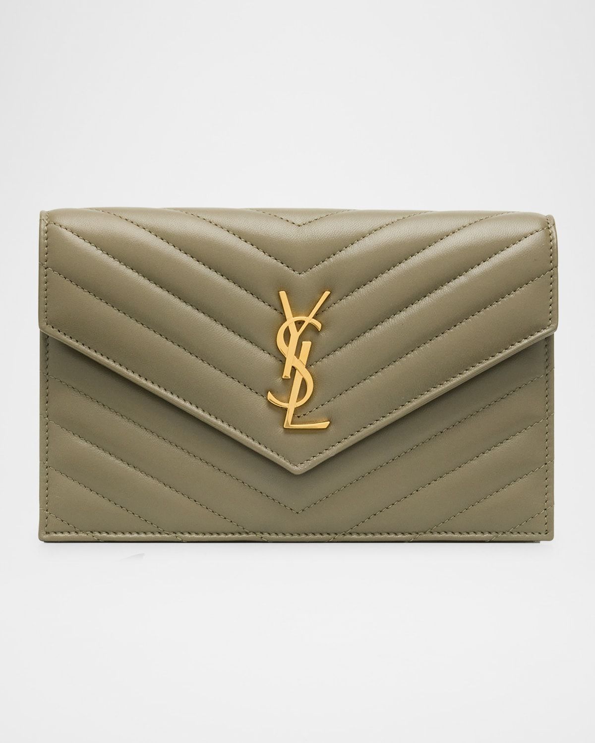 Small YSL Wallet on Chain in Quilted Leather