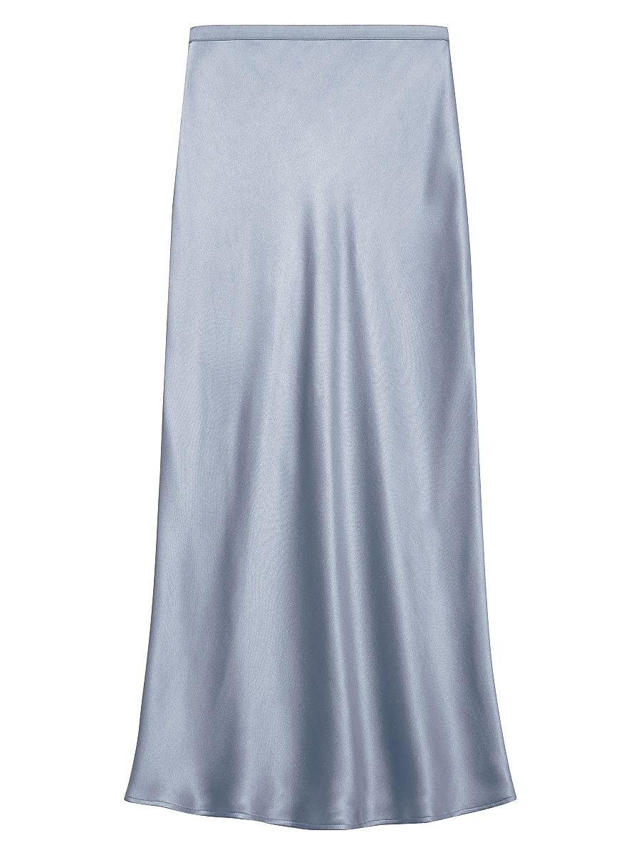 Women's Bar Silk Charmeuse Bias-Cut Midi-Skirt - Light Blue - Size Medium