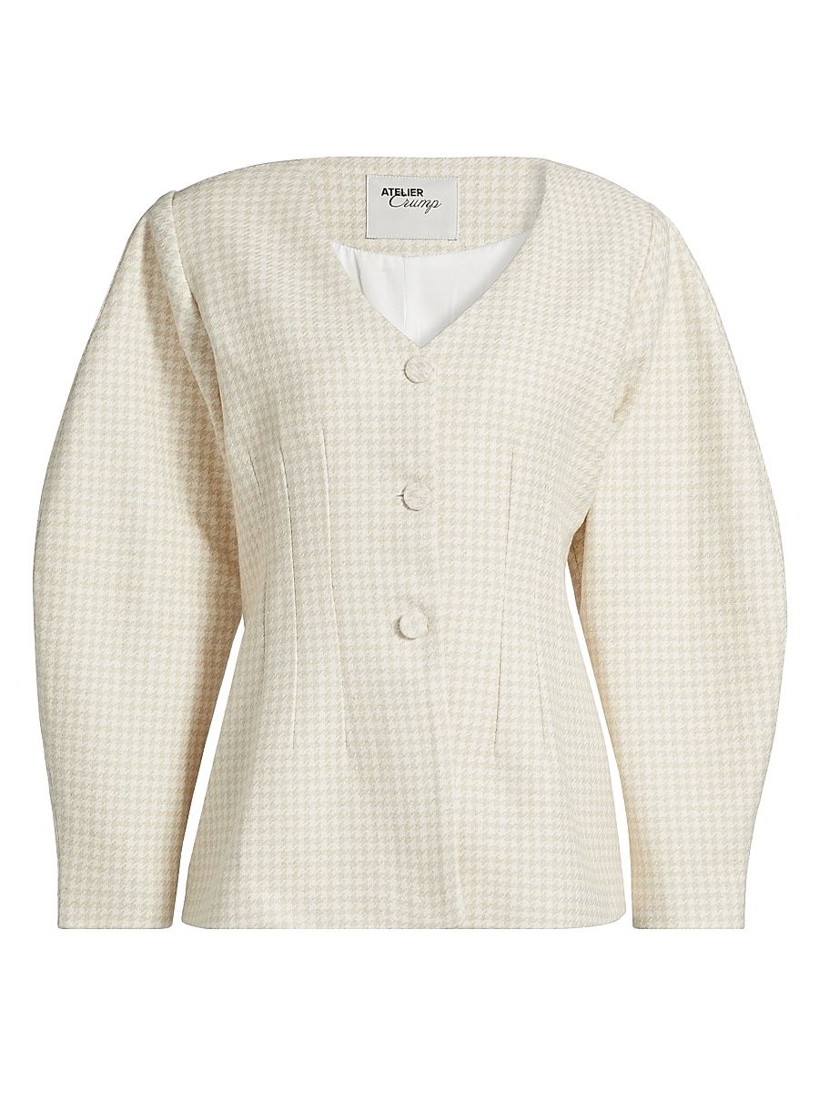 Women's Caetana Houndstooth Jacket - Ivory - Size XS