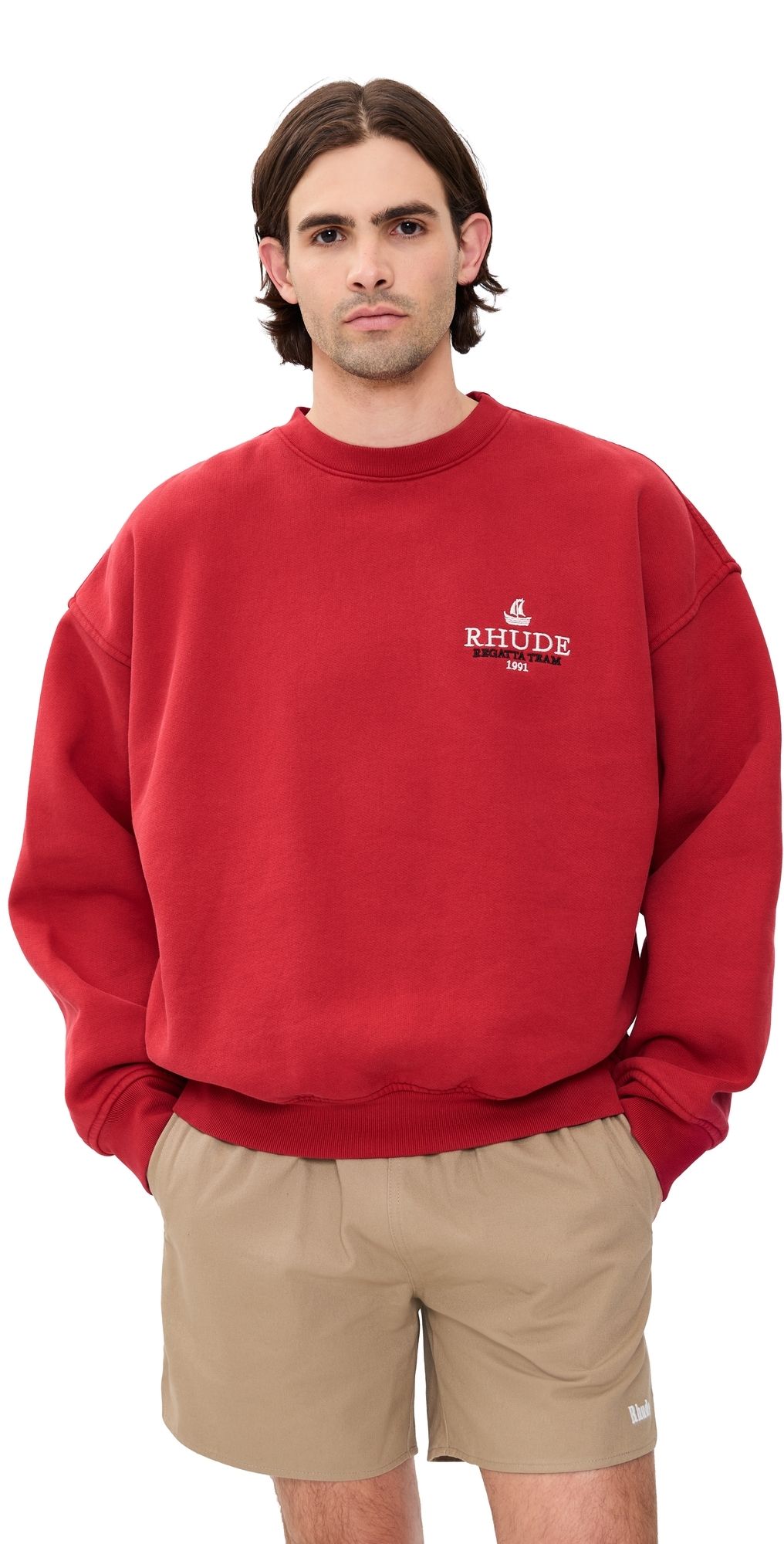 Rhude Mariner Regatta Crew Neck Sweatshirt Vintage Red/White S
