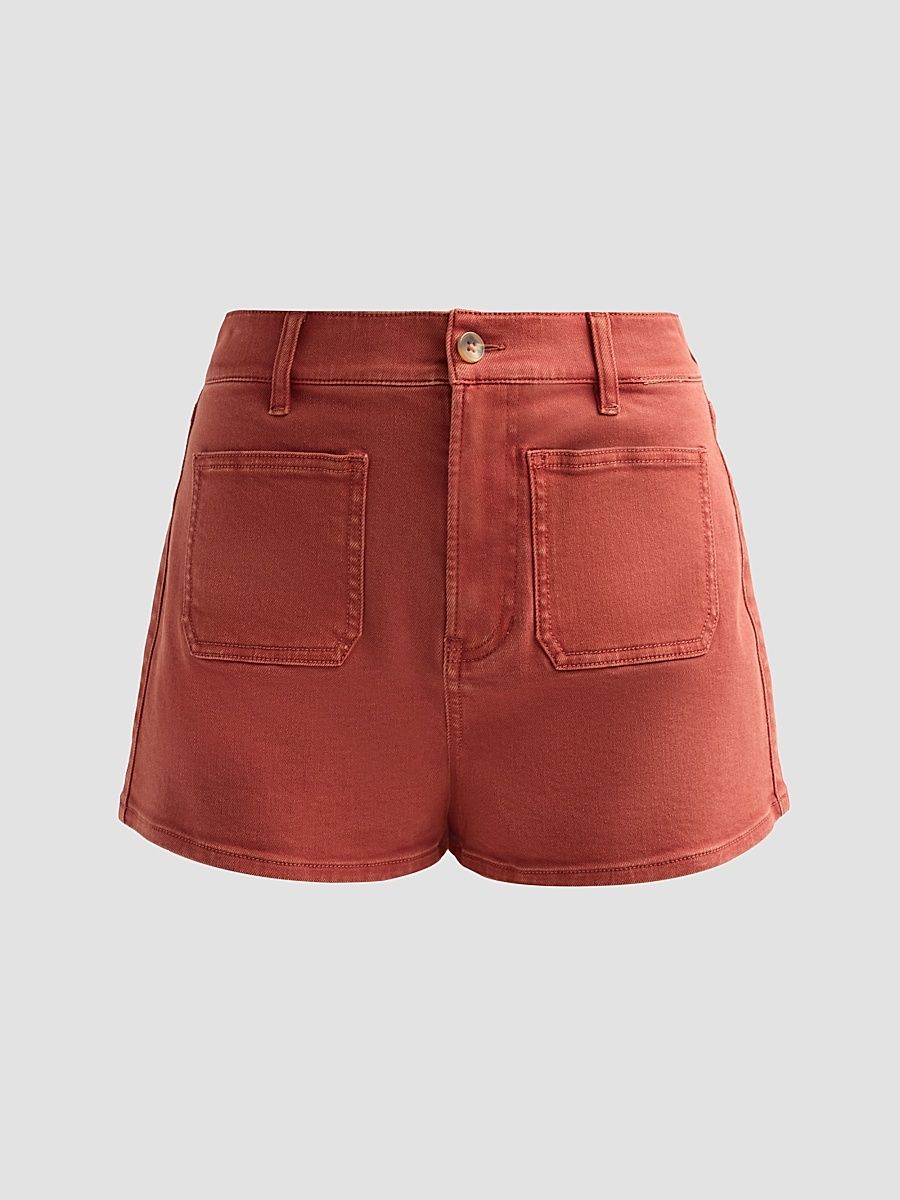 Women's Elijah High-Rise Denim Shorts - Rust - Size 32