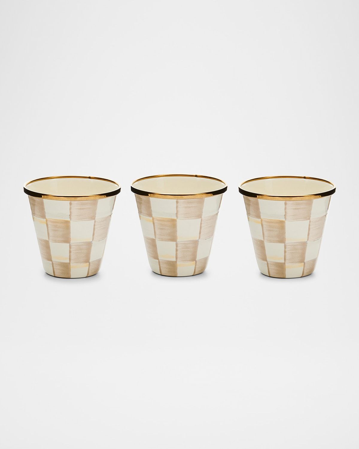 Mocha Check Herb Pots, Set of 3