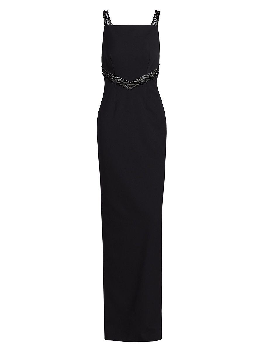 Women's Crêpe Embellished Column Gown - Black Black - Size 10