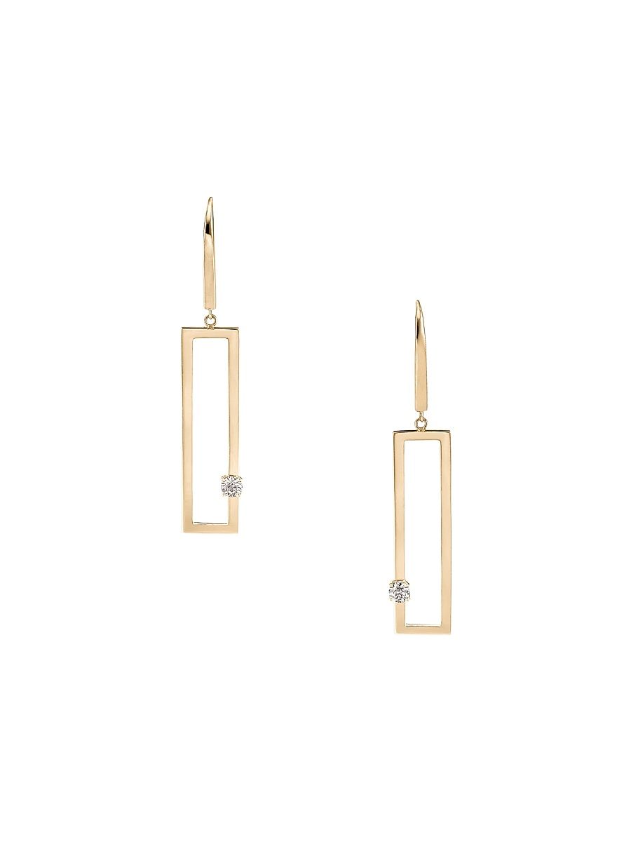 Women's 14K Yellow Gold & 0.22 TCW Diamond Rectangle Earring - Yellow Gold