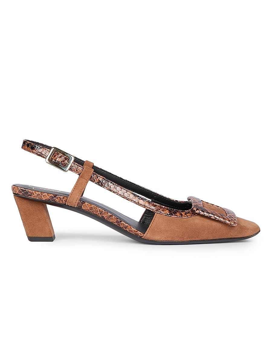 Women's Belle Vivier 45MM Suede Slingback Pumps - Cognac Scuro - Size 7.5