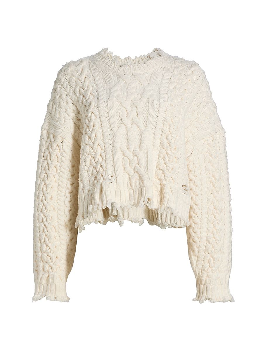 Women's Felix Wool Crop Sweater - Ivory - Size Large