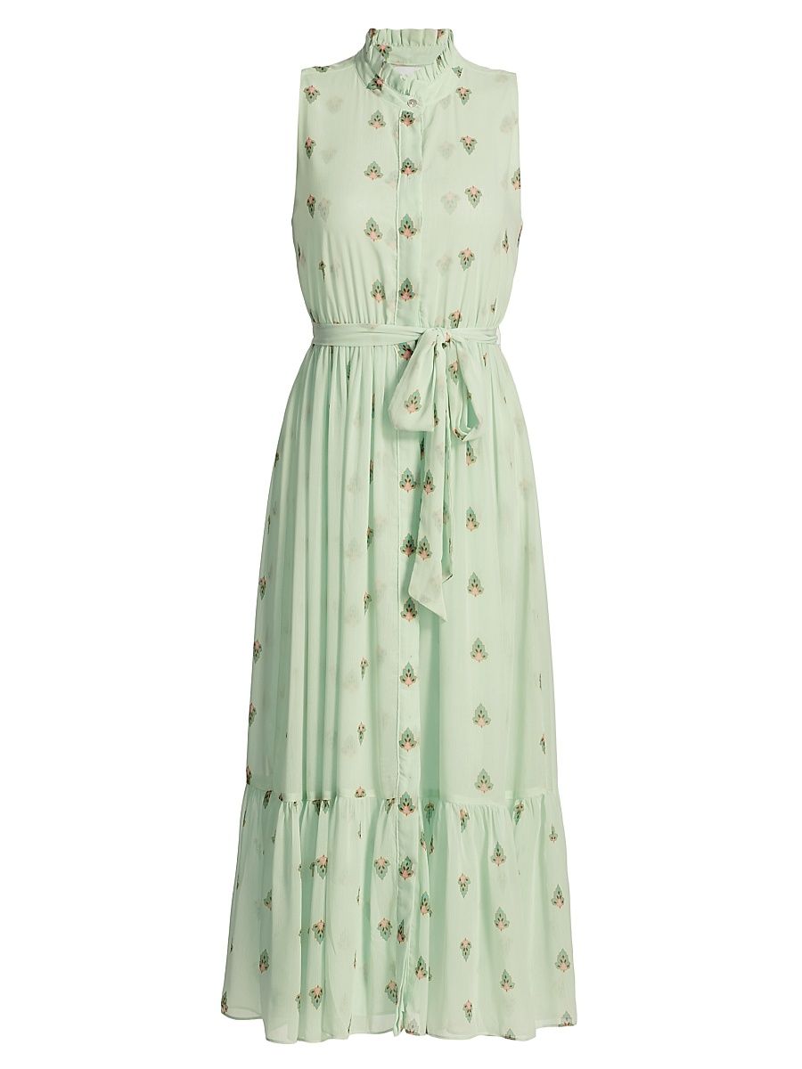 Women's Thebez Printed Chiffon Sleeveless Midi-Dress - Bohemian Border - Size XL